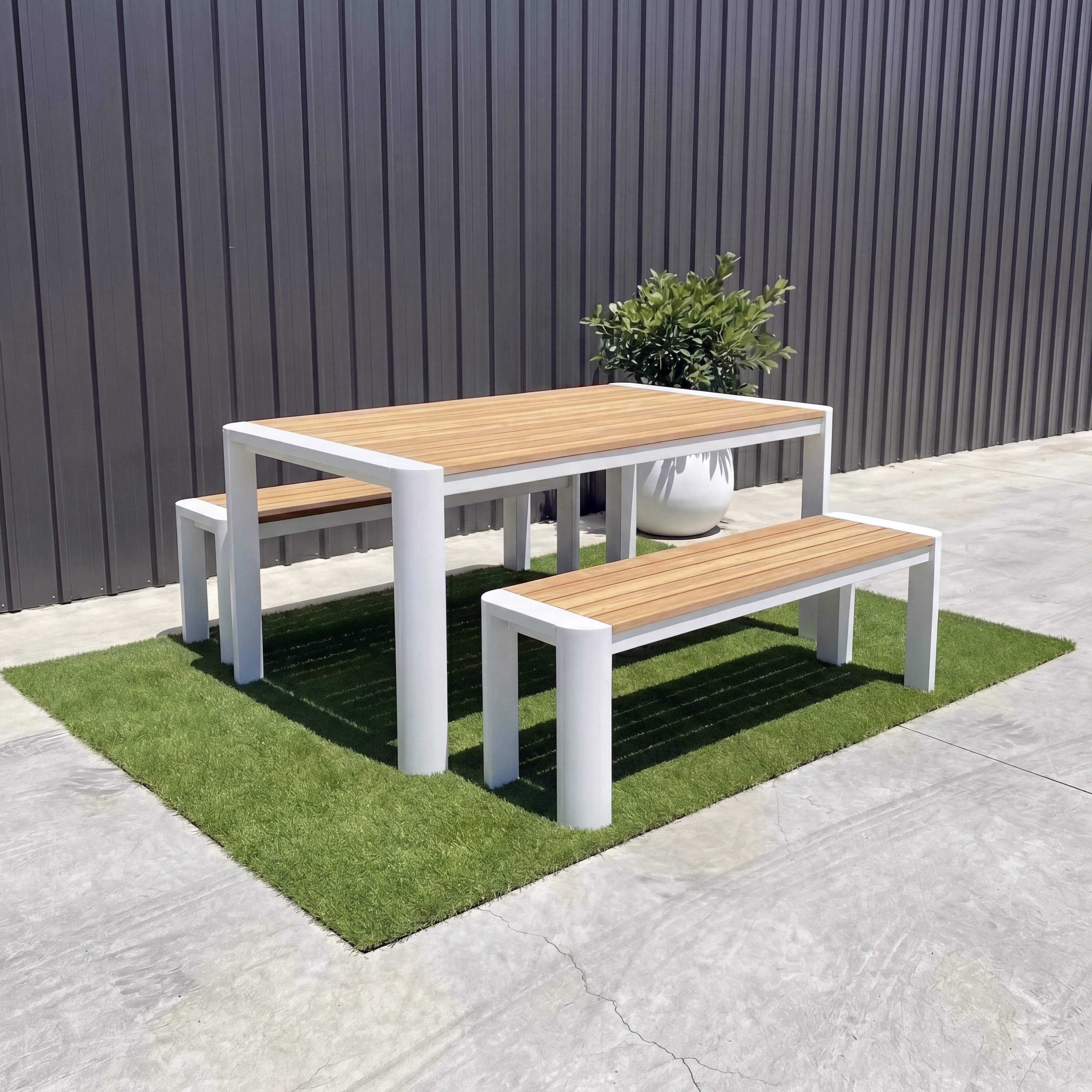 Byron Dining Bench Set – 3pc (w/ Umbrella Hole)