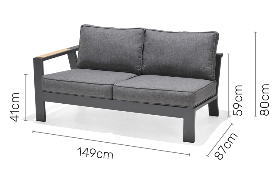Palau Lounge 2 Seat Right-arm dimensions