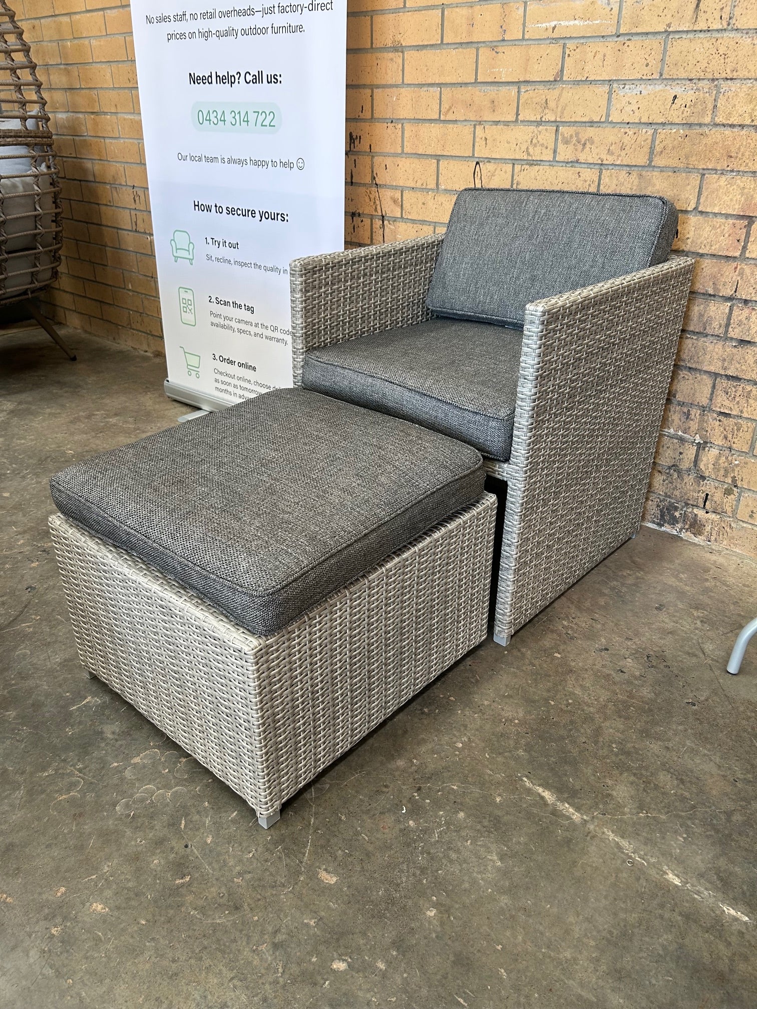 Space Chair with Stow-able Ottoman