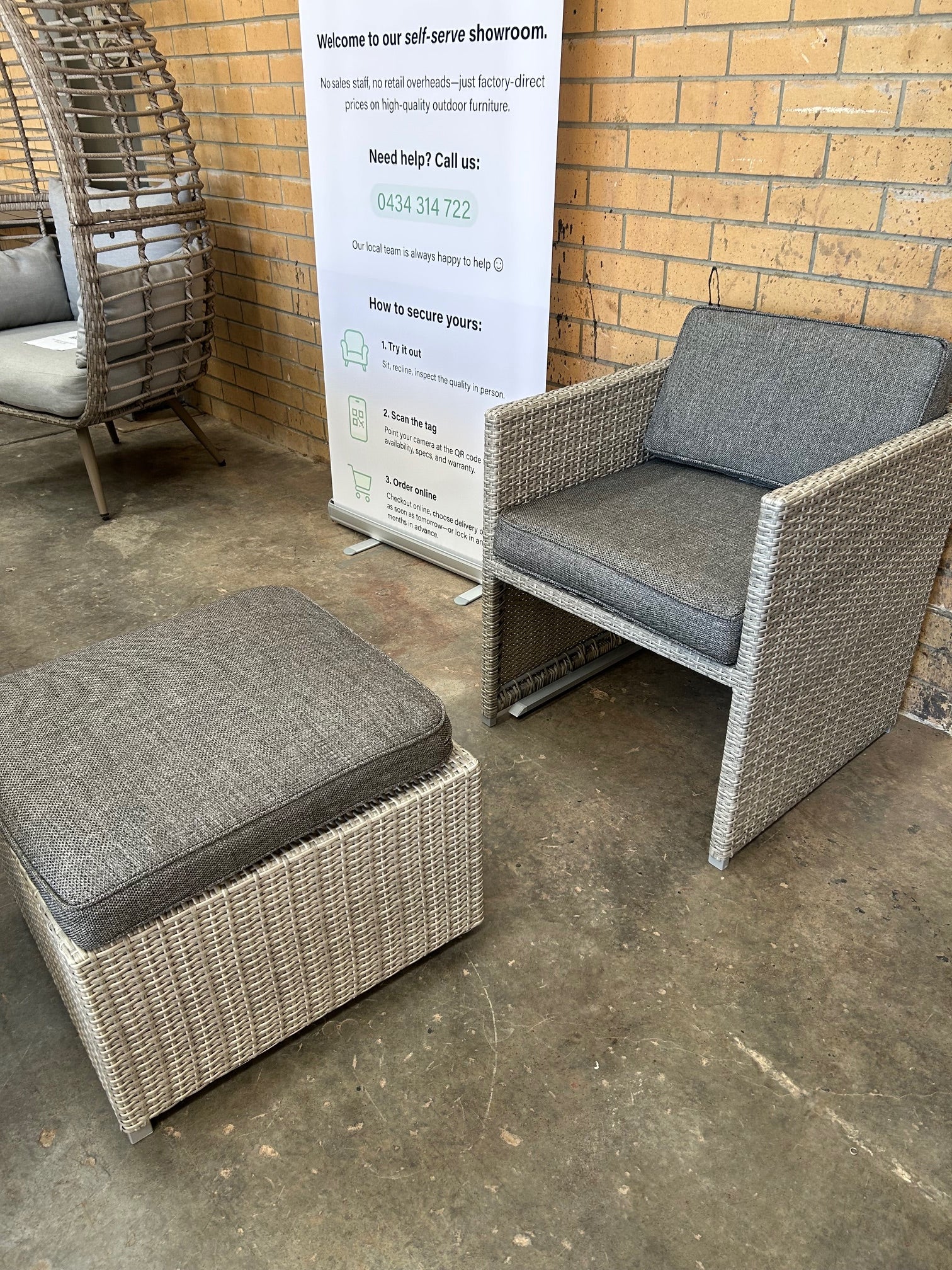 Space Chair with Stow-able Ottoman