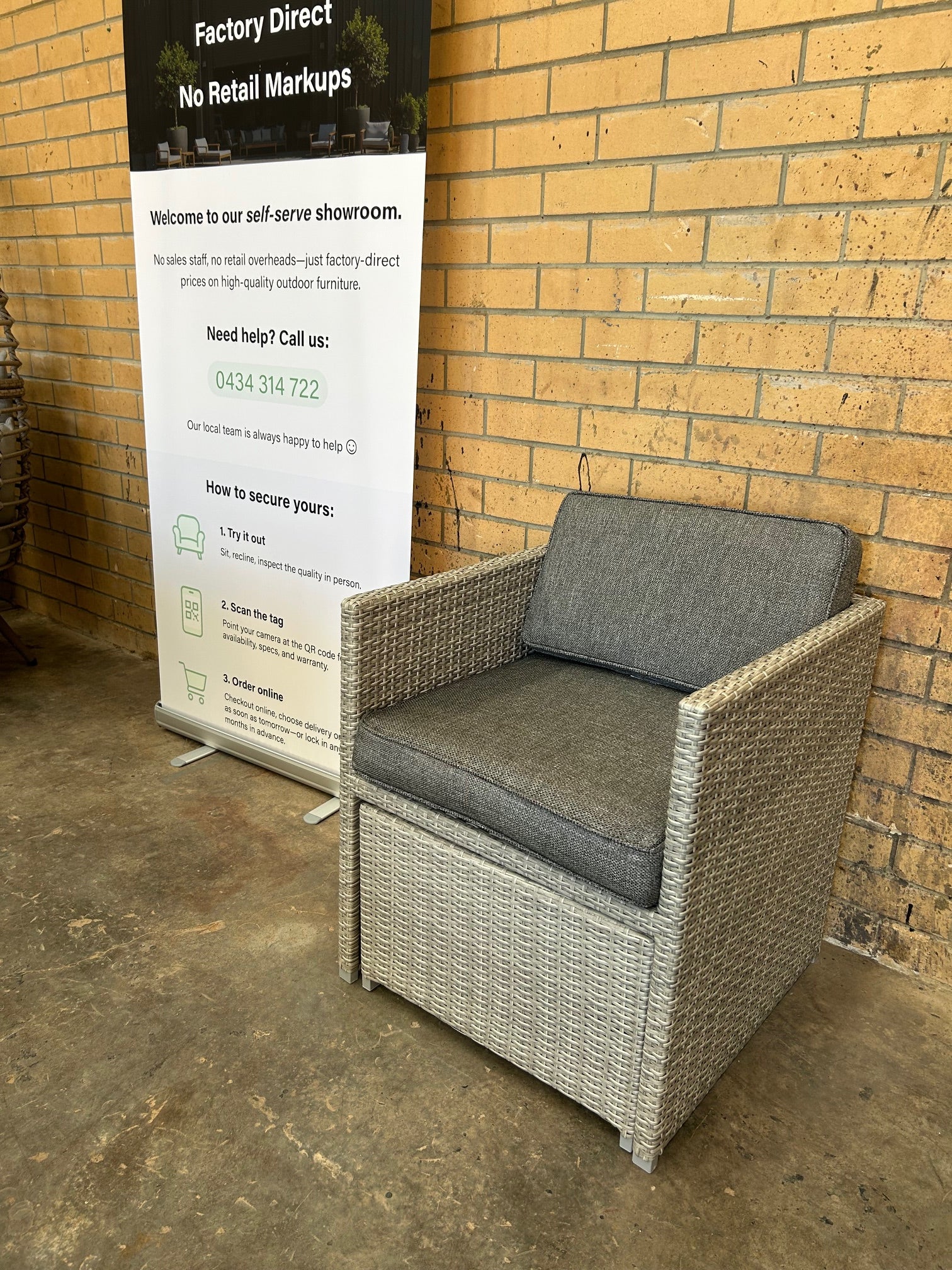 Space Chair with Stow-able Ottoman