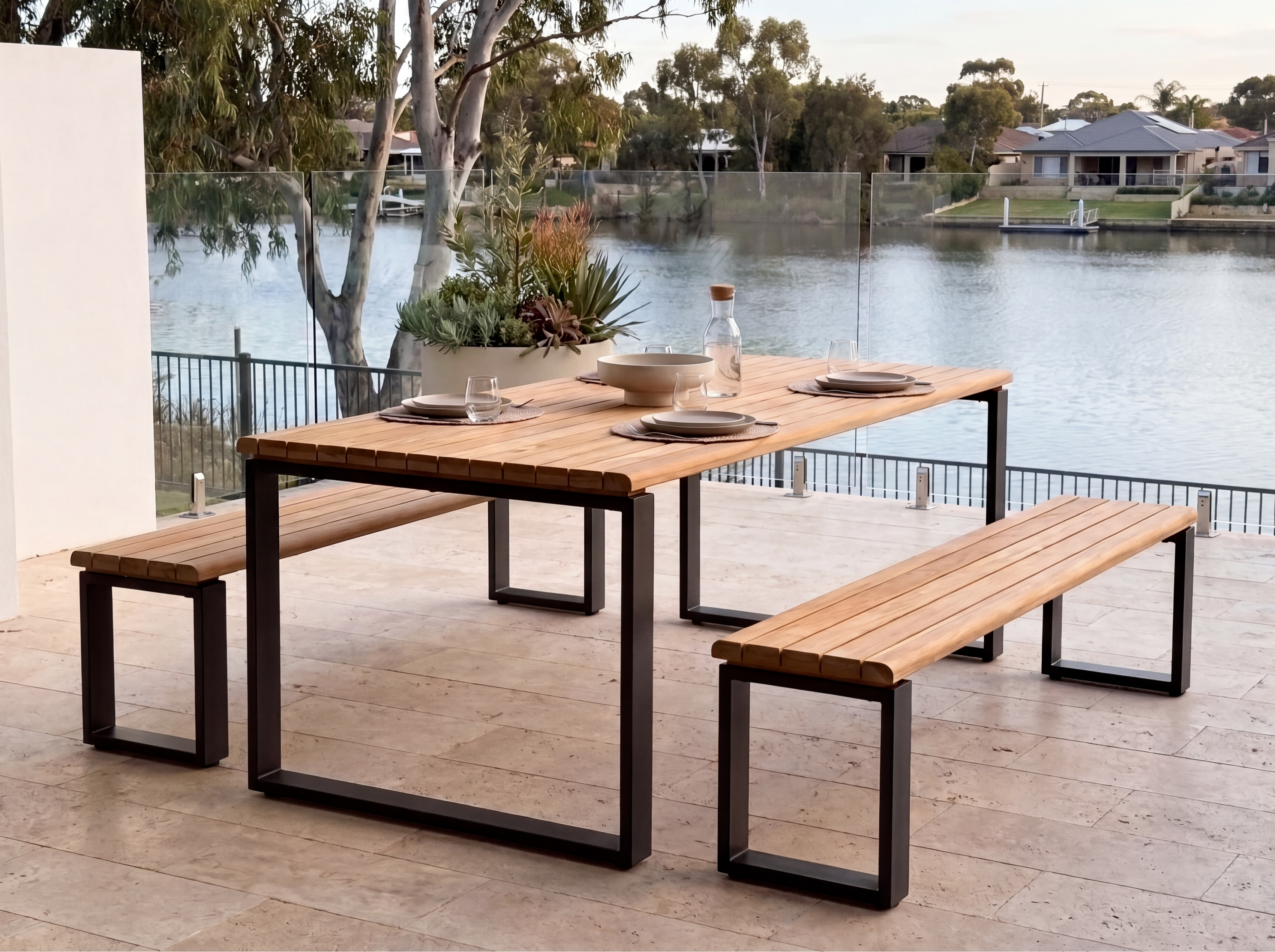 Vannes Dining Bench Setting – 3pc