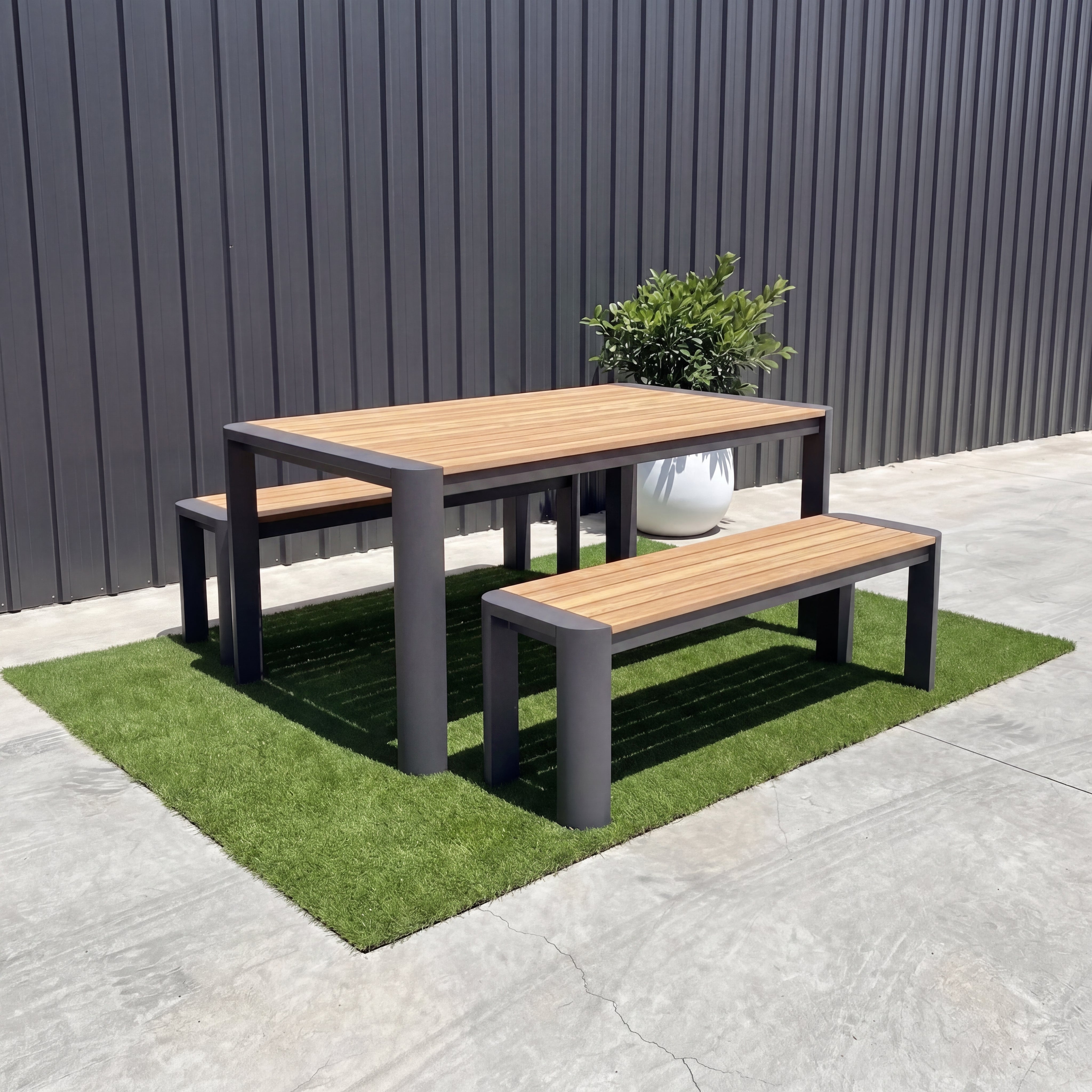 Byron Dining Bench Set – 3pc (w/ Umbrella Hole)