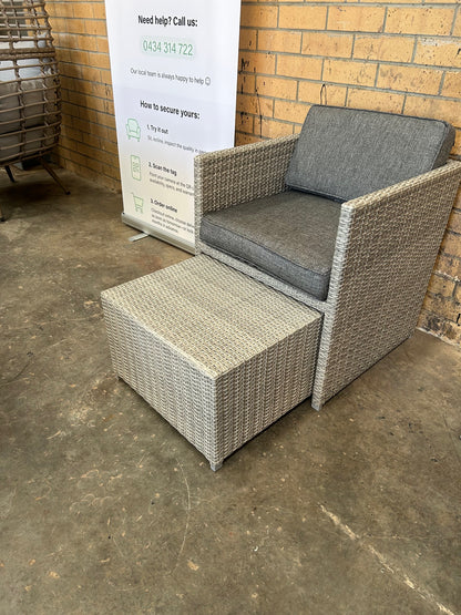 Space Chair with Stow-able Ottoman